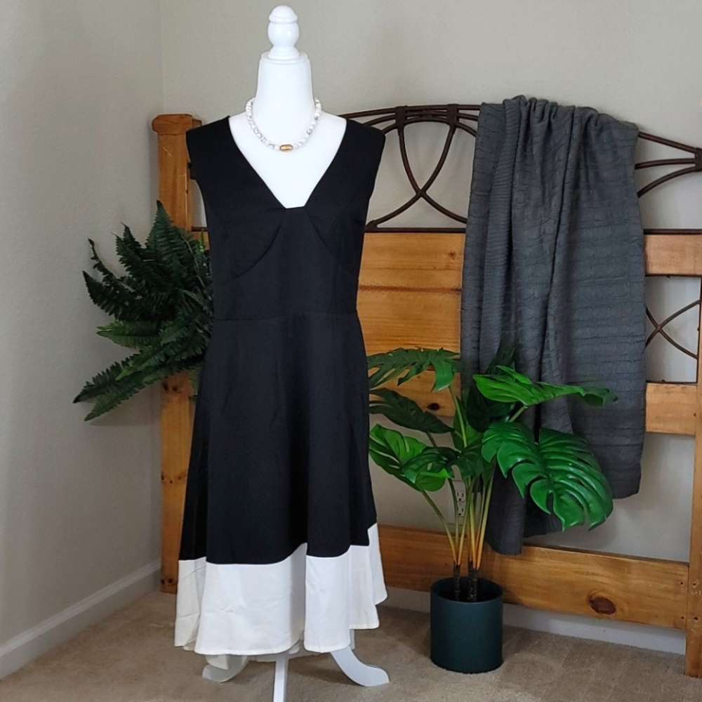 City Chic - L /Size 20, Black & White Dress
